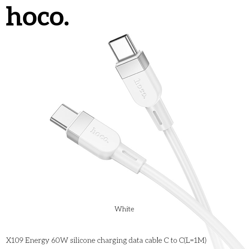 HOCO 60W Silikonski USB-C na USB-C kabel bijeli - Slika 4