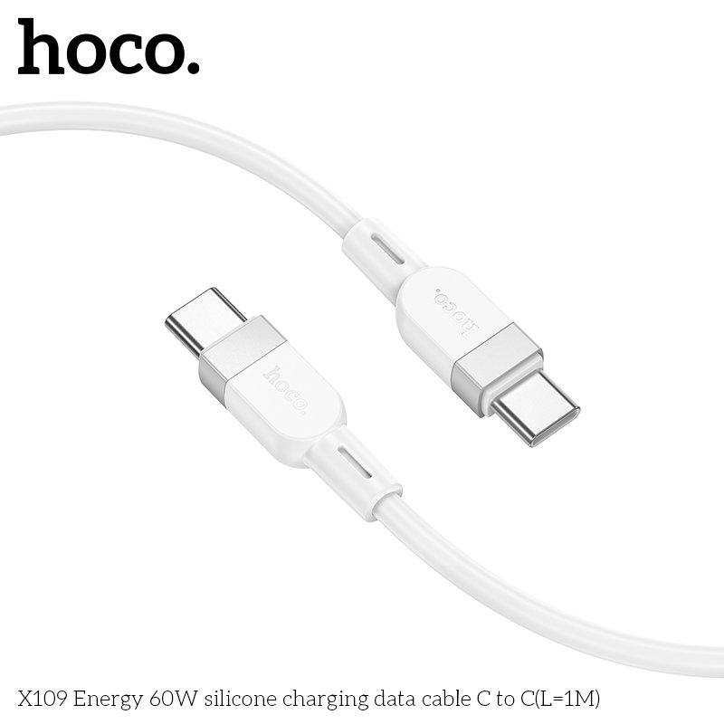 HOCO 60W Silikonski USB-C na USB-C kabel bijeli - Slika 2