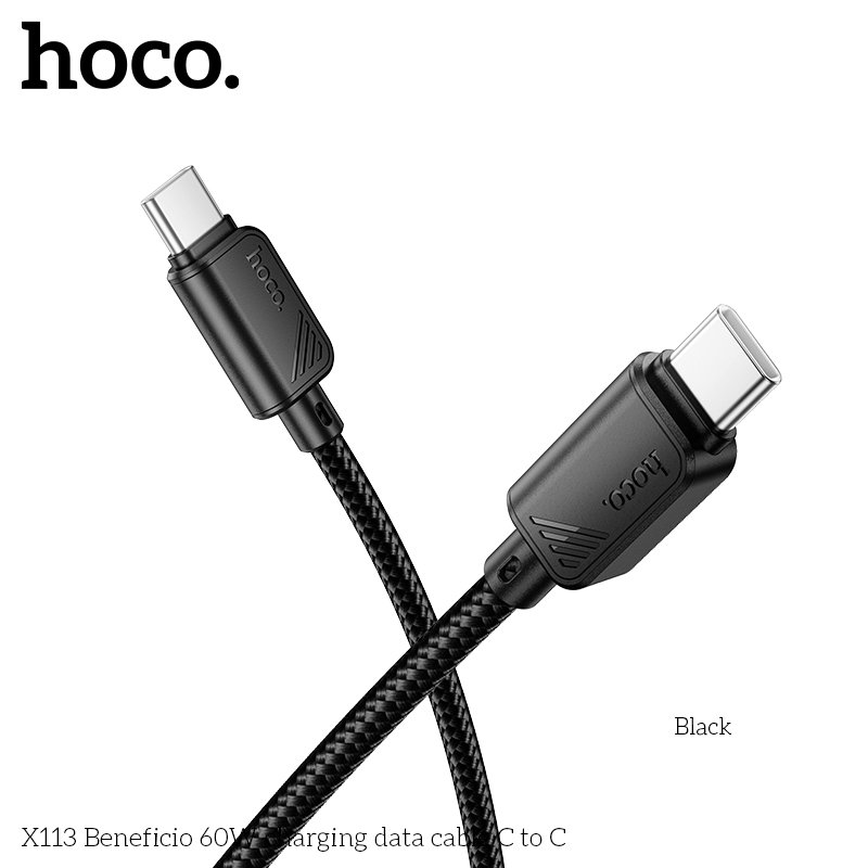 HOCO 60W USB-C na USB-C pleteni kabel crni - Slika 3