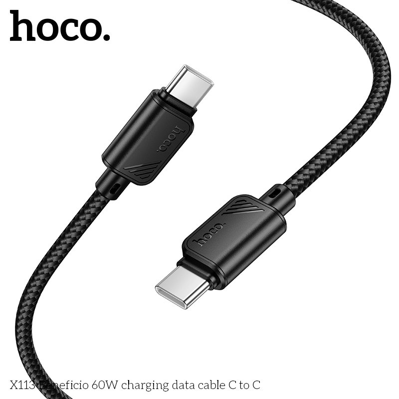 HOCO 60W USB-C na USB-C pleteni kabel crni - Slika 4