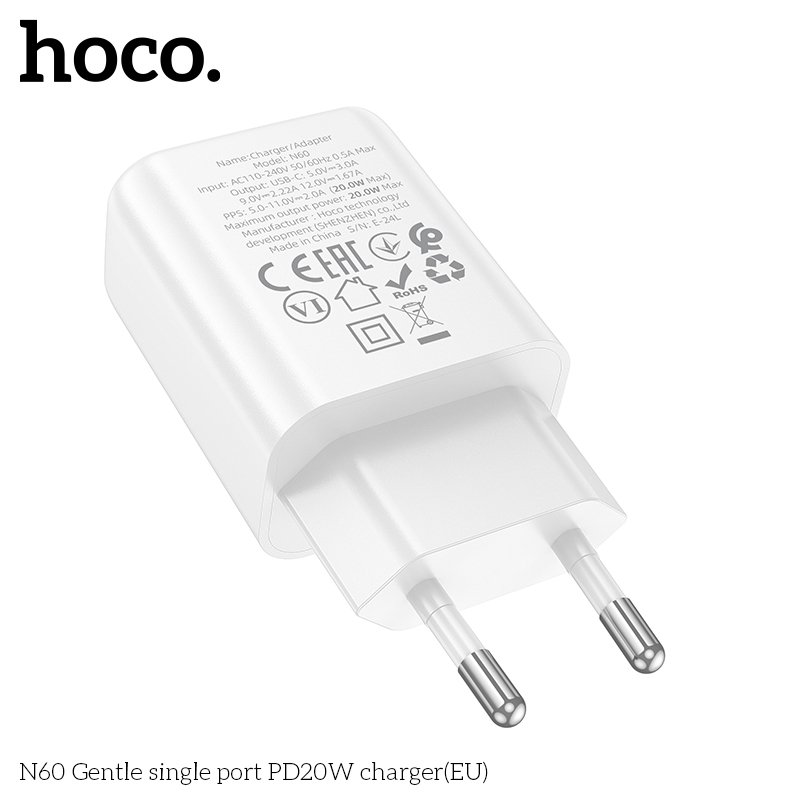 HOCO N60 Gentle PD 20W punjač bijeli - Slika 4