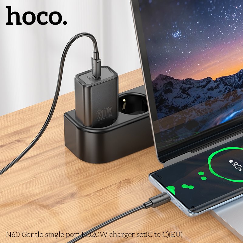 HOCO PD 20W Set punjač + kabel crni - Slika 4