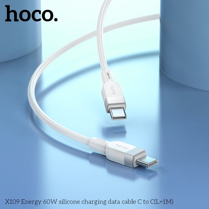 HOCO 60W Silikonski USB-C na USB-C kabel bijeli - Slika 5