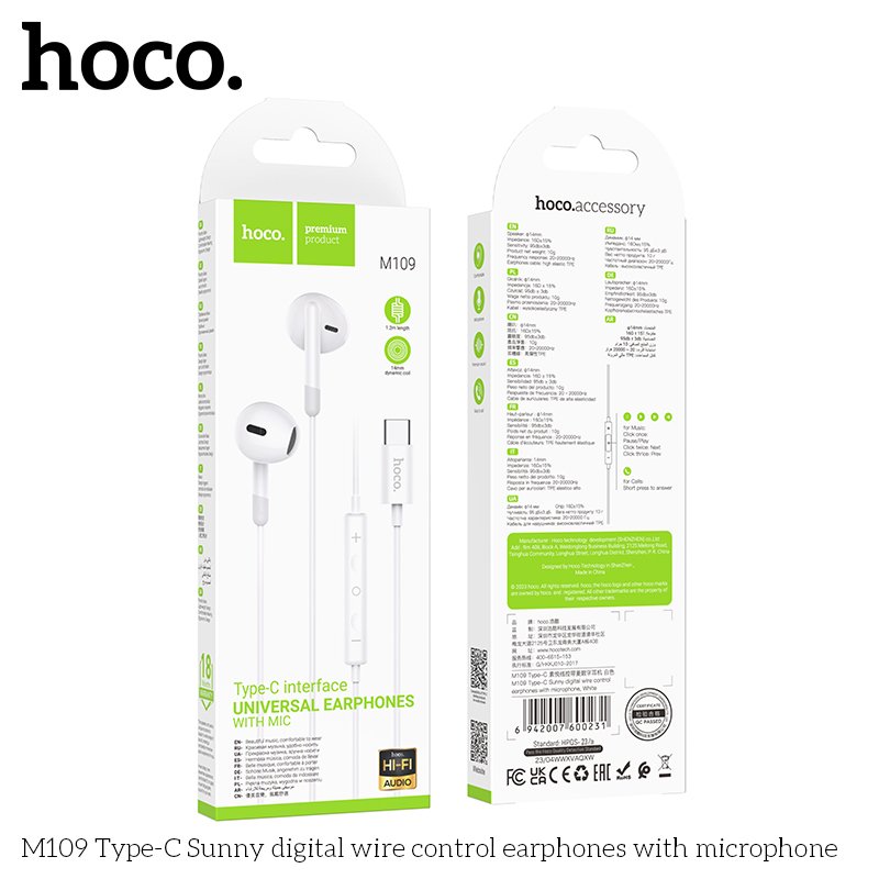 HOCO M109 Sunny žičane slušalice (USB-C)