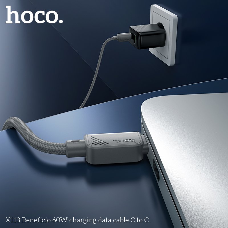 HOCO 60W USB-C na USB-C pleteni kabel crni - Slika 5