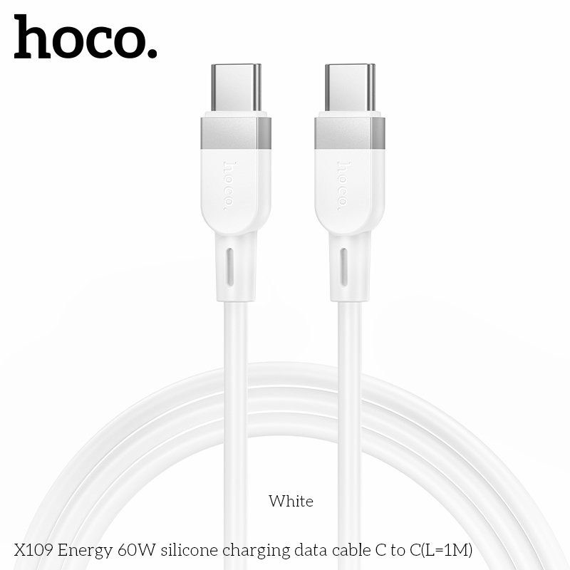 HOCO 60W Silikonski USB-C na USB-C kabel bijeli - Slika 3