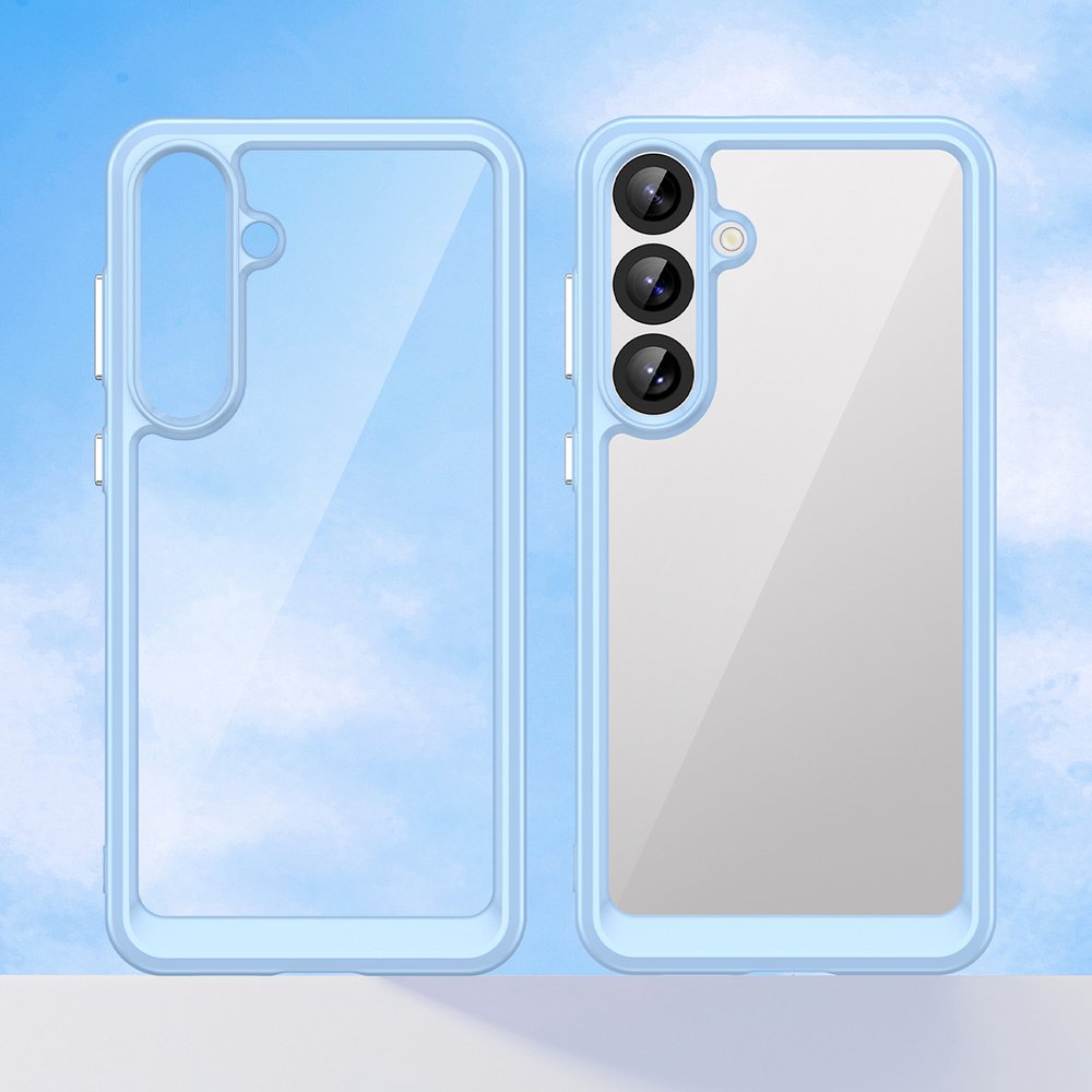 Outer Space prozirna maskica s plavim gel okvirom za Samsung S25+ - Slika 2