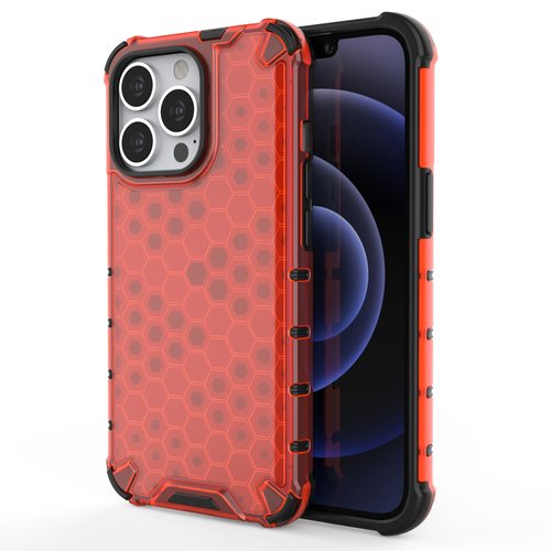 Honeycomb oklopna maskica za iPhone 13 Pro - crvena