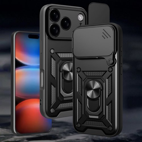 Hybrid Armor Camshield maskica s poklopcem kamere za iPhone 17 Pro - crna - Slika 7