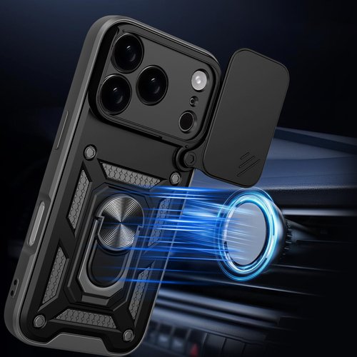 Hybrid Armor Camshield maskica s poklopcem kamere za iPhone 17 Pro - crna - Slika 3