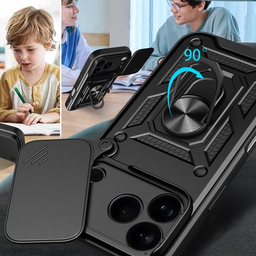 Hybrid Armor Camshield maskica s poklopcem kamere za iPhone 17 Pro - crna - Slika 6