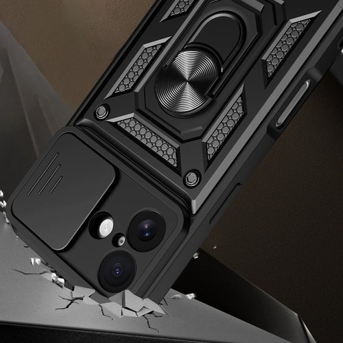 Hybrid Armor Camshield maskica s poklopcem kamere za iPhone 17 - crna - Slika 2