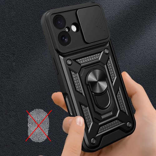 Hybrid Armor Camshield maskica s poklopcem kamere za iPhone 17 - crna - Slika 3