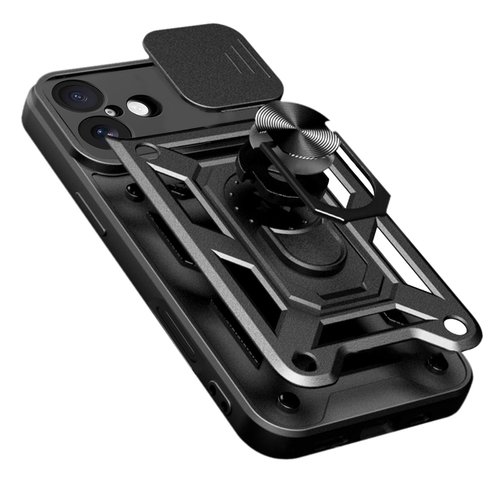 Hybrid Armor Camshield maskica s poklopcem kamere za iPhone 17 - crna - Slika 6