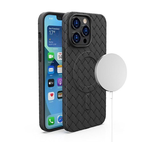 Pletena magnetna maskica iz Woven Case serije za iPhone 15 Pro Max - crna
