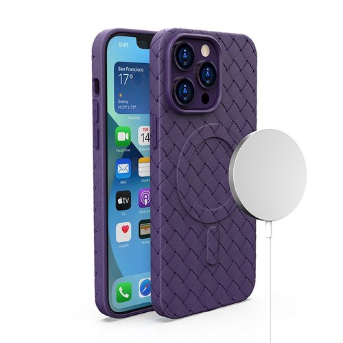 Pletena magnetna maskica iz Woven Case serije za iPhone 15 Pro – ljubičasta