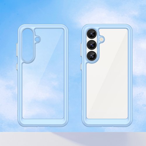 Outer Space prozirna maskica s plavim gel okvirom za Samsung S25 - Slika 3