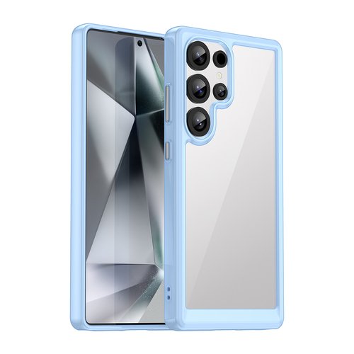 Outer Space prozirna maskica s plavim gel okvirom za Samsung S25 Ultra