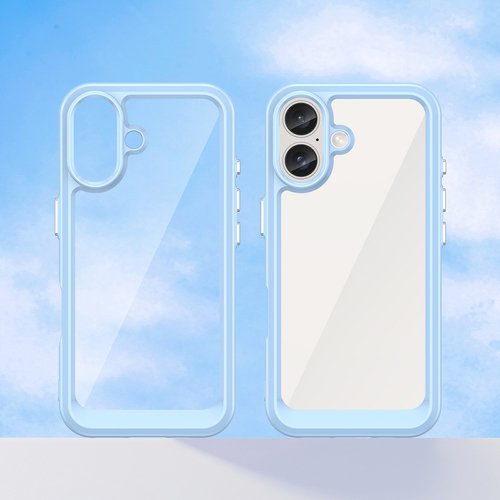 Outer Space prozirna maskica s plavim gel okvirom za iPhone 16 - Slika 4