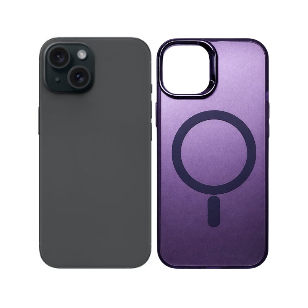 Elegant Magnetic maskica za iPhone 15 - ljubičasta