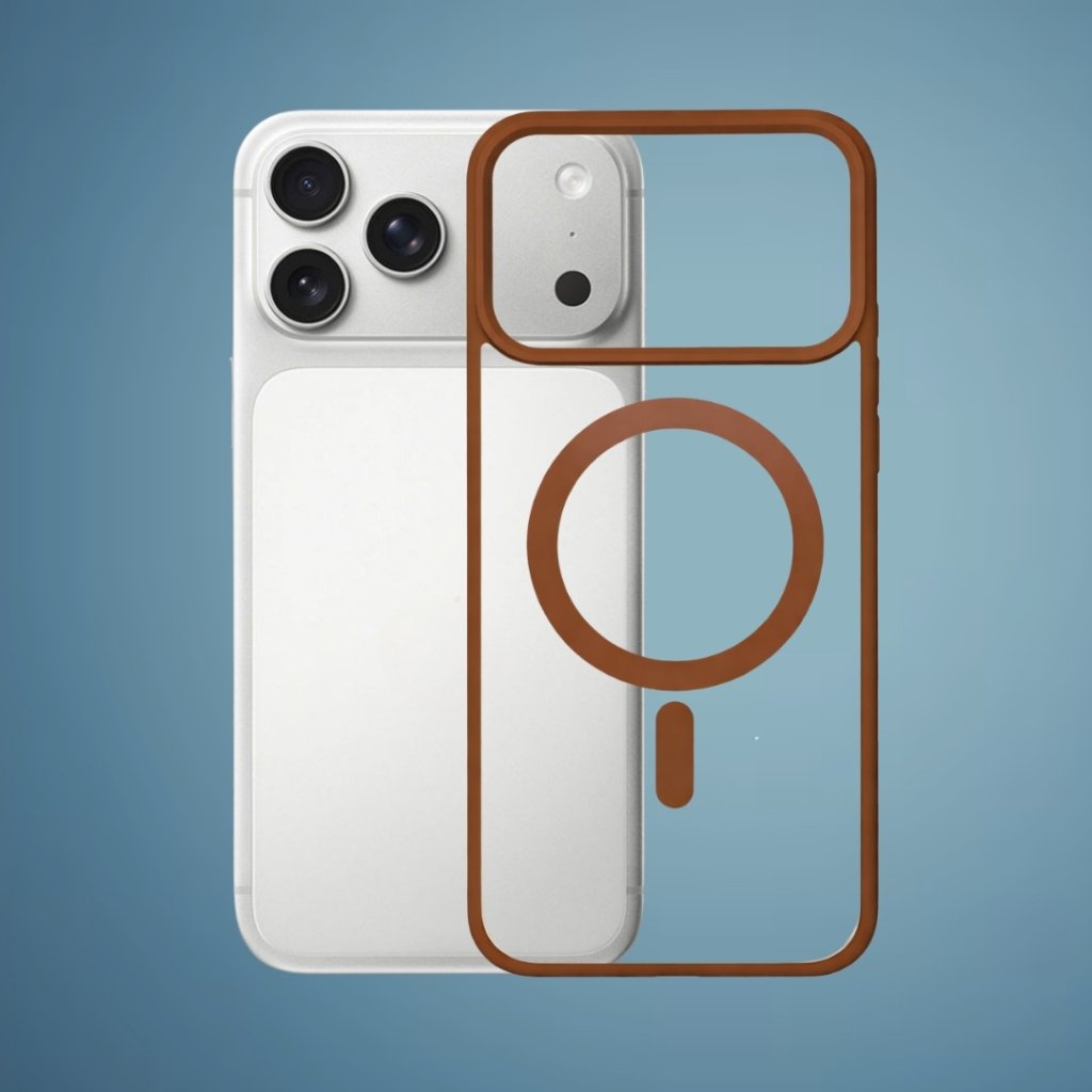 Outline Premium prozirna magnetna maskica sa smeđim okvirom za iPhone 17 Pro