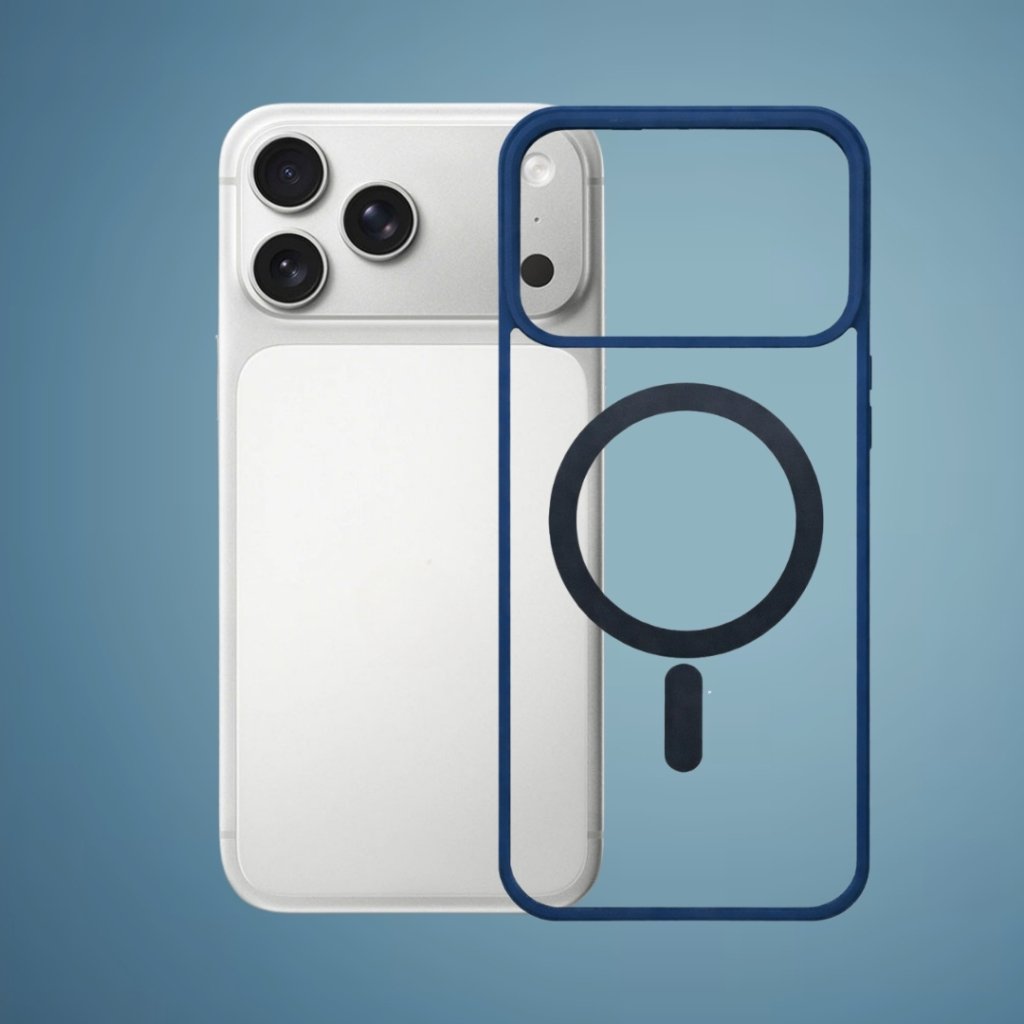 Outline Premium prozirna magnetna maskica s plavim okvirom za iPhone 17 Pro