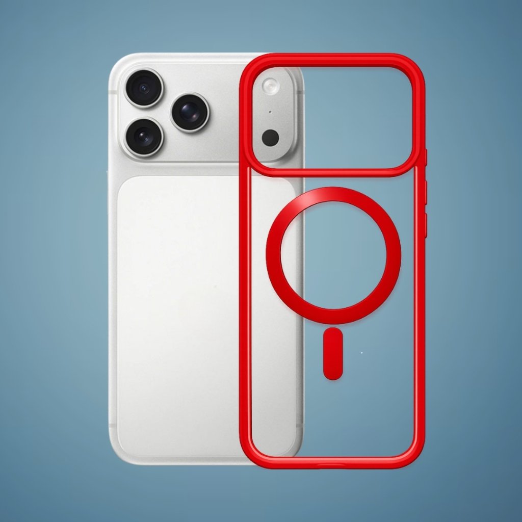 Outline Premium prozirna magnetna maskica s crvenim okvirom za iPhone 17 Pro