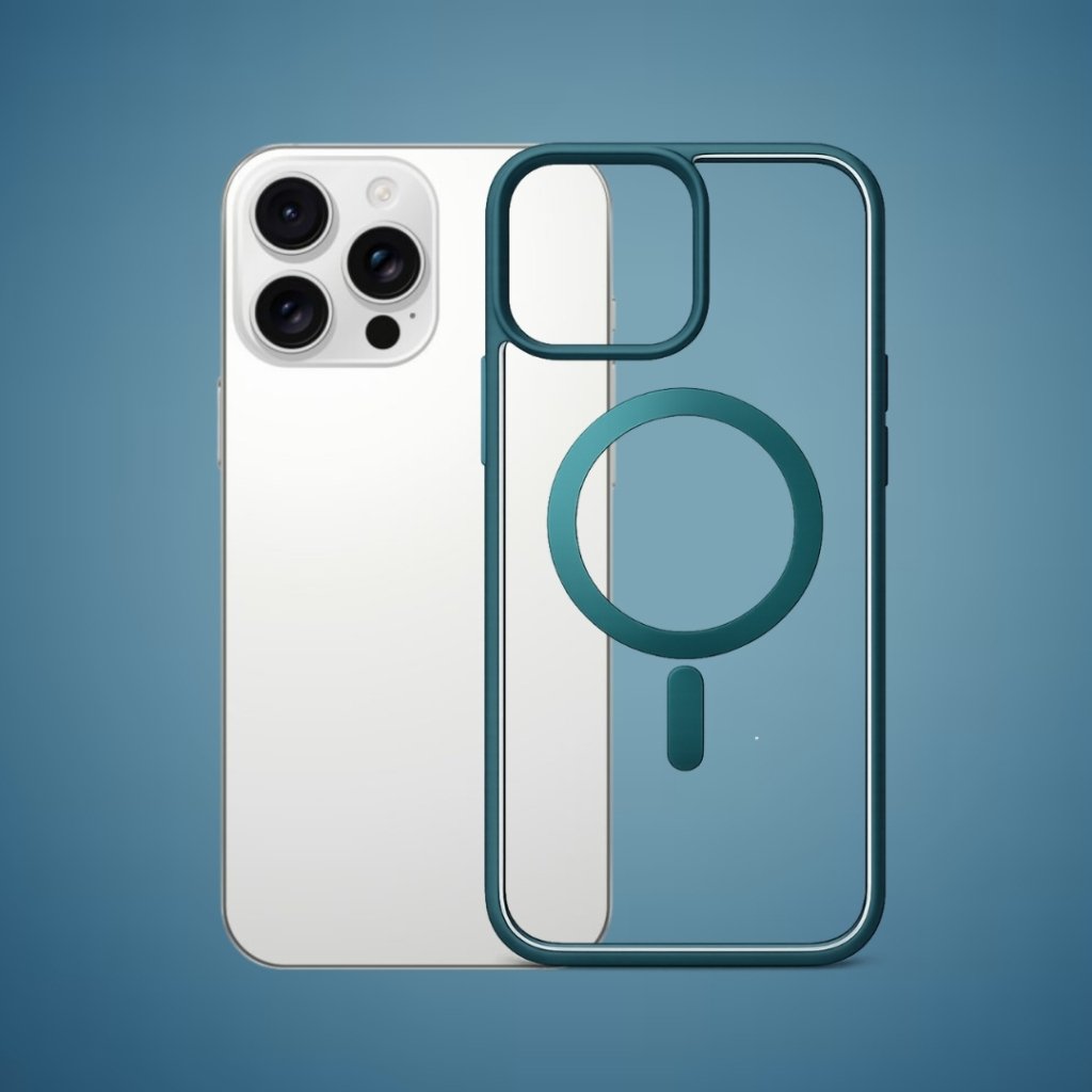 Outline Premium prozirna magnetna maskica sa zelenim okvirom za iPhone 15 Pro Max