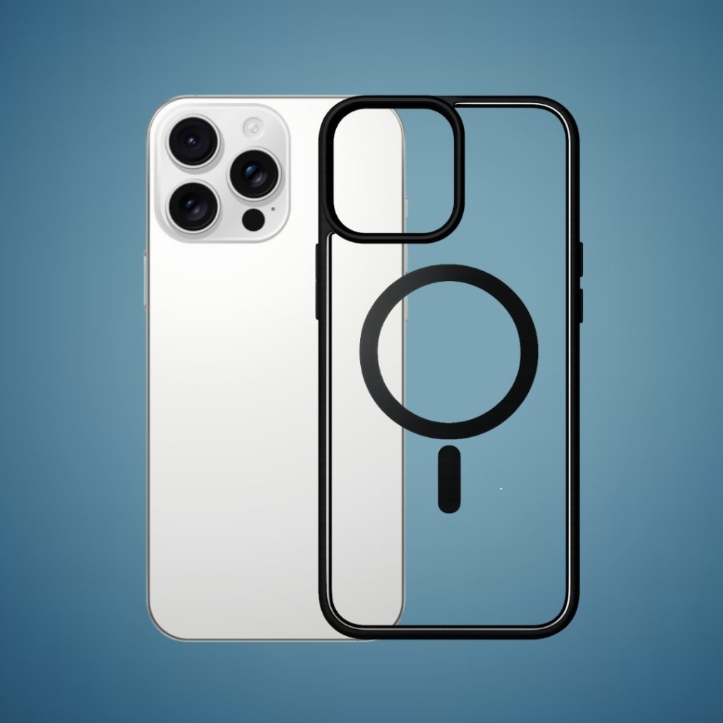 Outline Premium prozirna magnetna maskica s crnim okvirom za iPhone 15 Pro