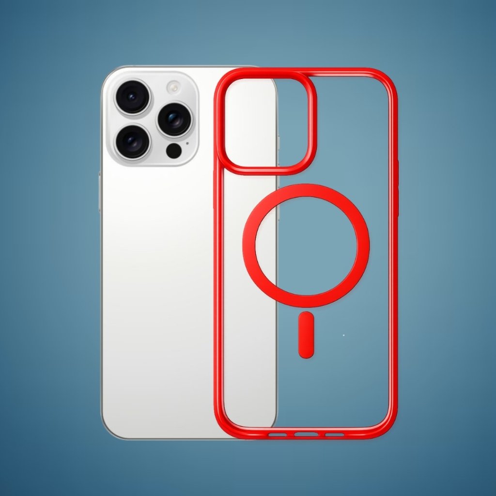 Outline Premium prozirna magnetna maskica s crvenim okvirom za iPhone 15 Pro
