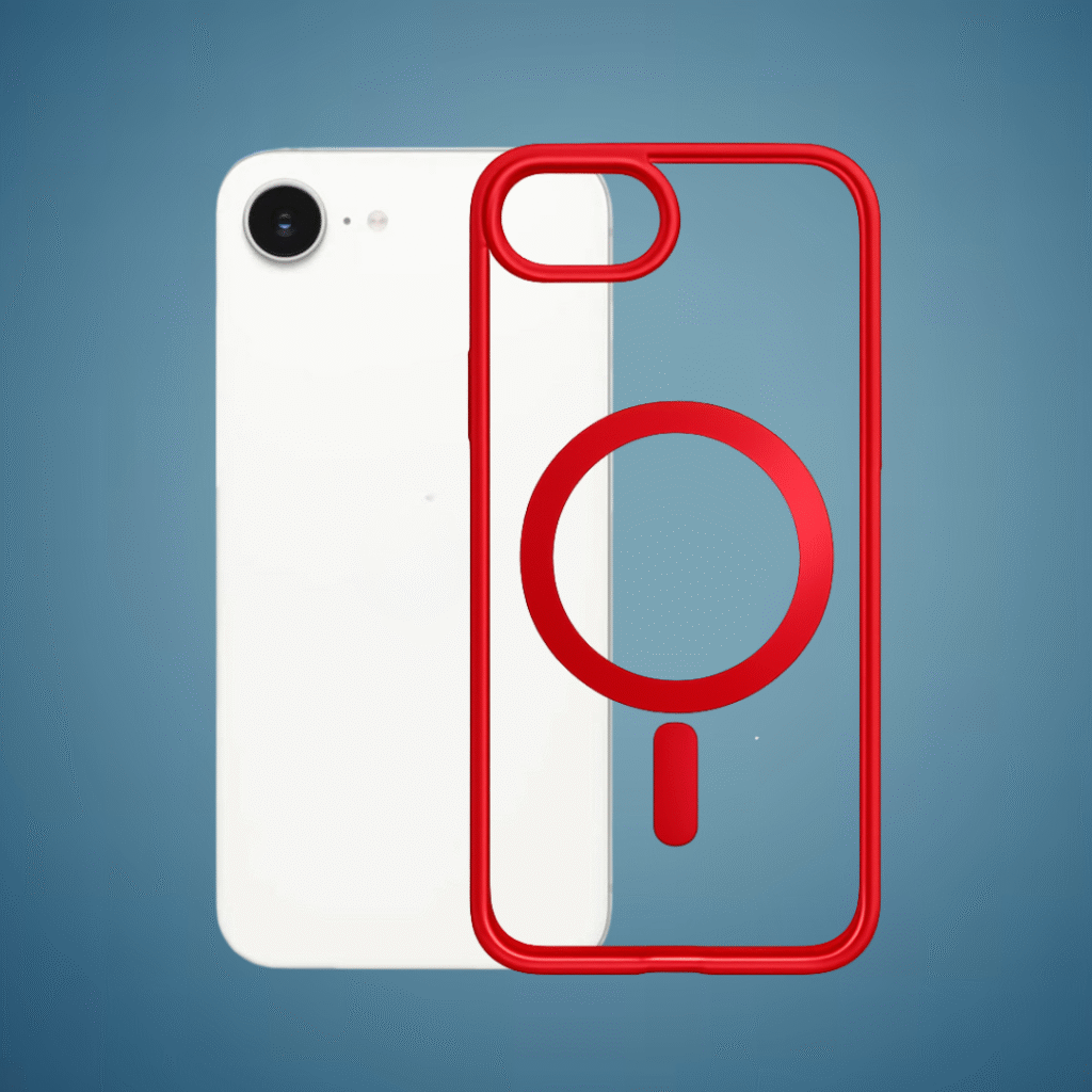 Outline Premium prozirna magnetna maskica s crvenim okvirom za iPhone 16E