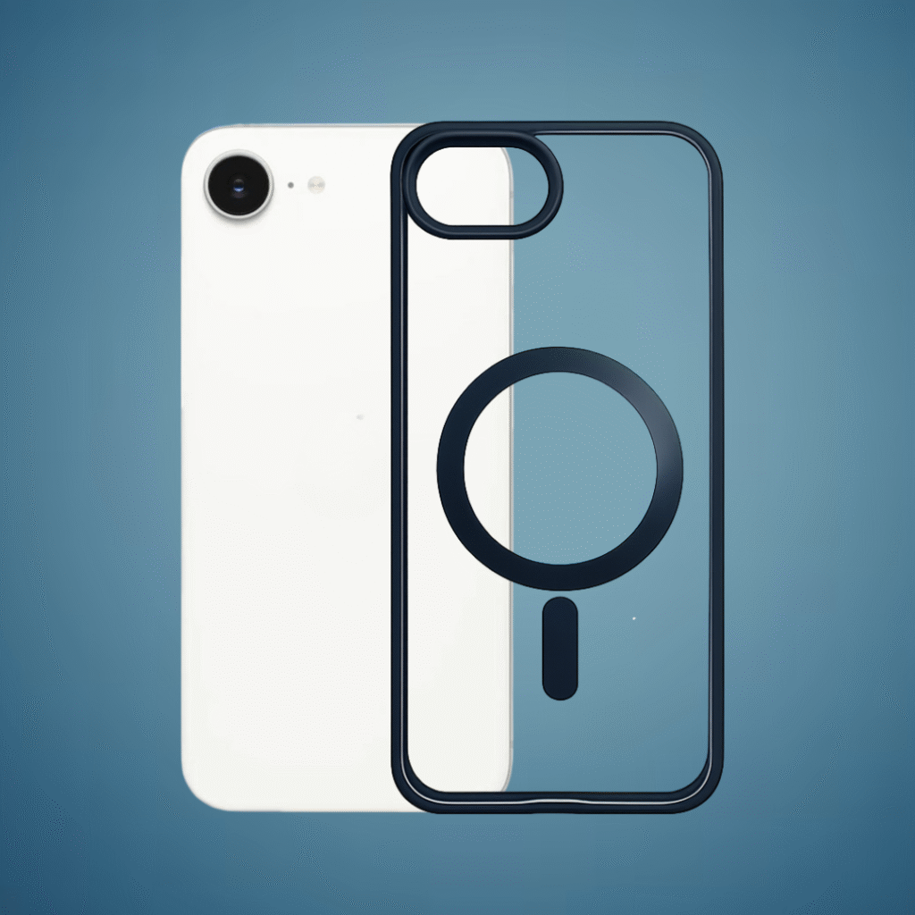 Outline Premium prozirna magnetna maskica s plavim okvirom za iPhone 16E