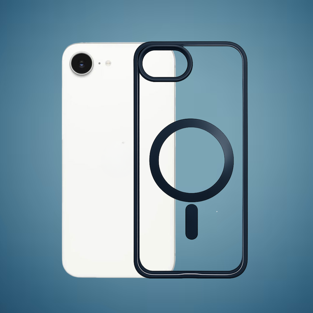 Outline Premium prozirna magnetna maskica s plavim okvirom za iPhone 16E