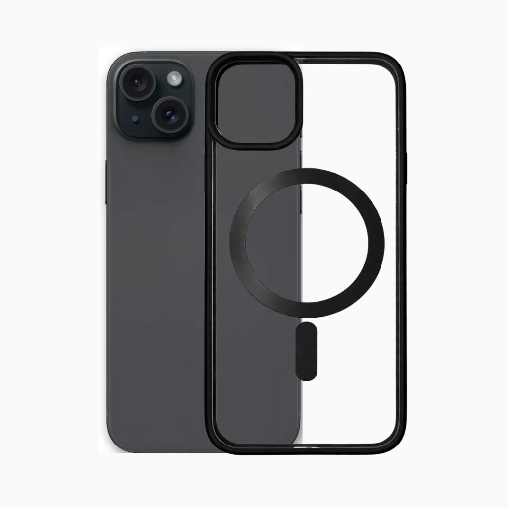 Outline Premium prozirna magnetna maskica s crnim okvirom za iPhone 15