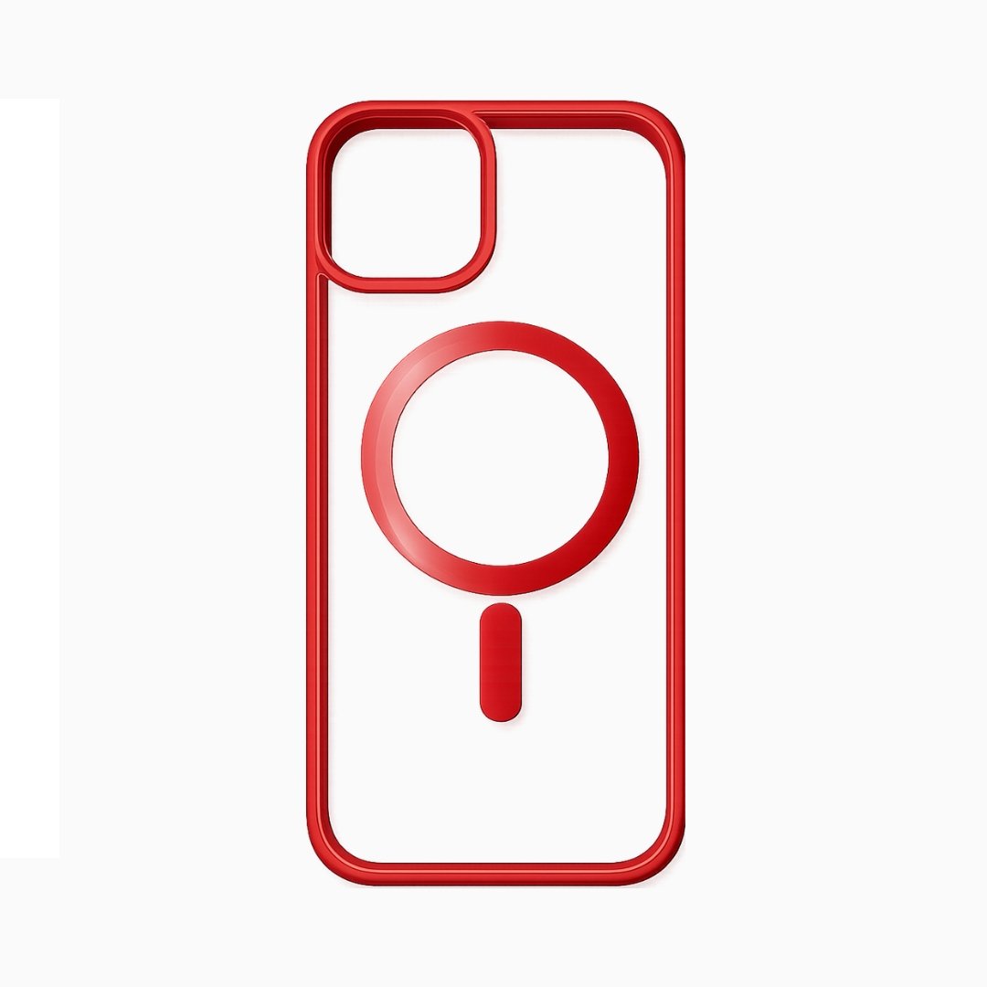 Outline Premium prozirna magnetna maskica s crvenim okvirom za iPhone 15 - Slika 2