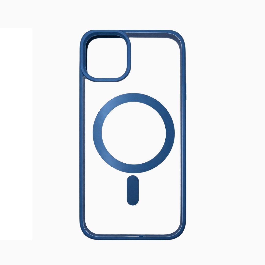 Outline Premium prozirna magnetna maskica s plavim okvirom za iPhone 15 Plus - Slika 2