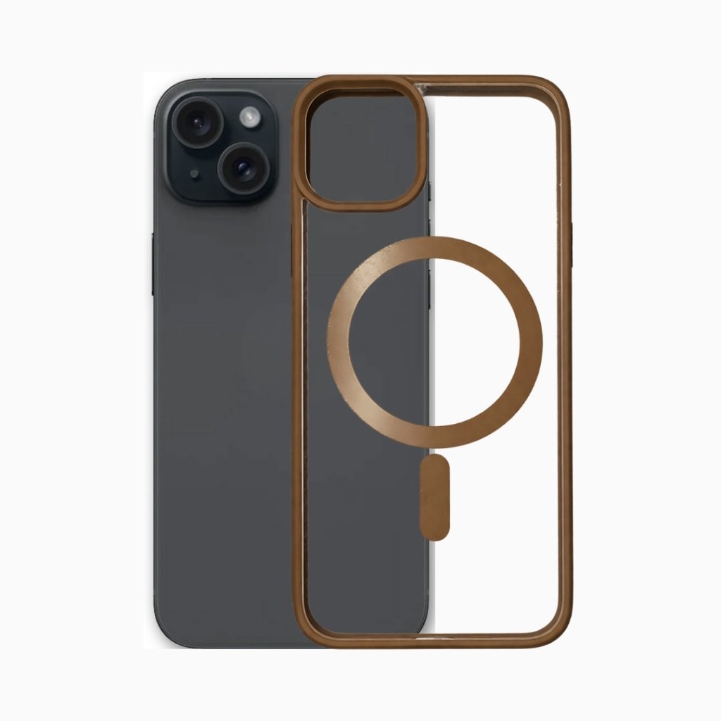 Outline Premium prozirna magnetna maskica sa smeđim okvirom za iPhone 15