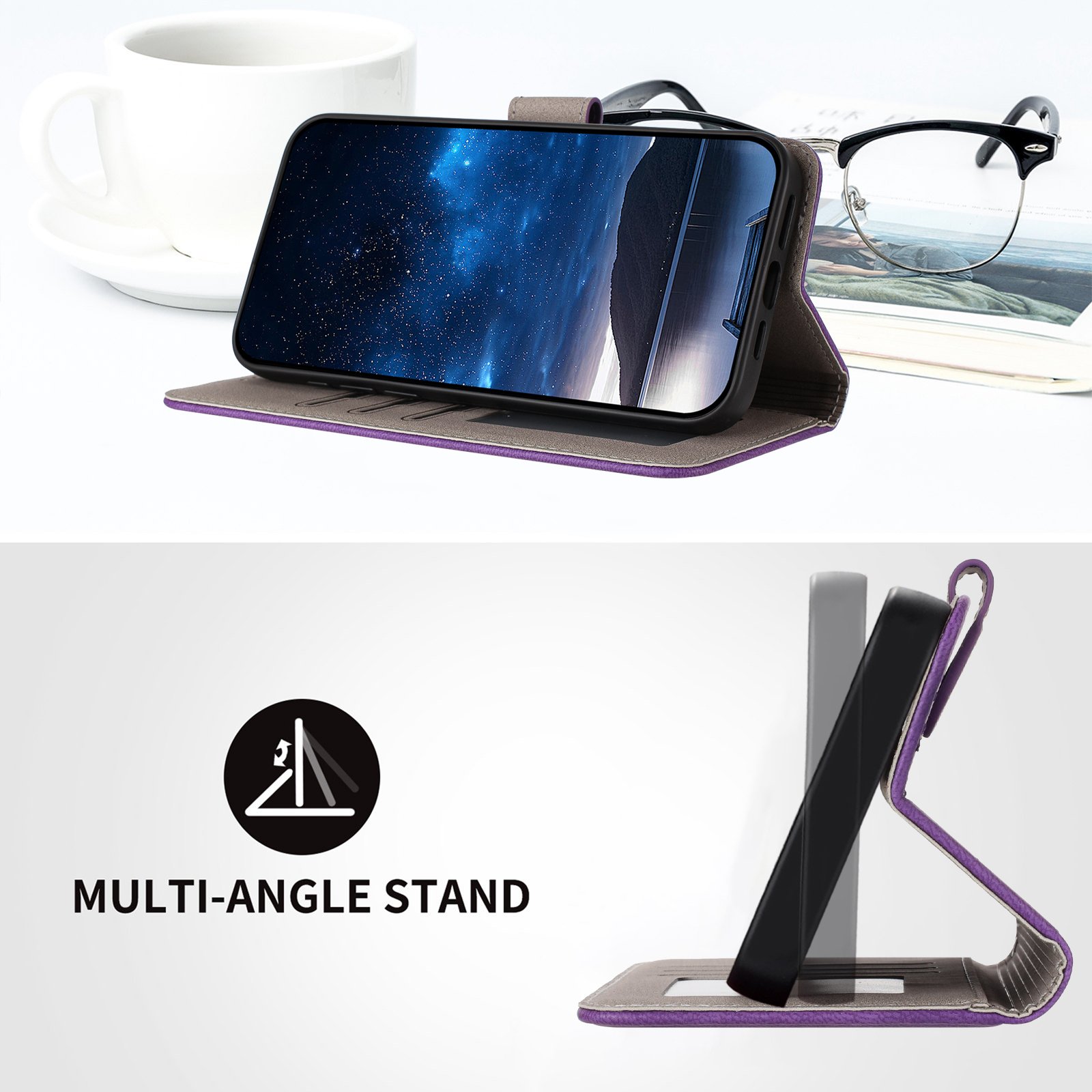 Preklopna wallet maskica za Xiaomi Redmi Note 14 Pro+ - ljubičasta - Slika 7