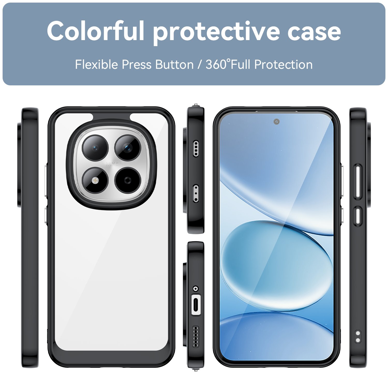 Outer space prozirna maskica s crnim gel okvirom za Xiaomi Redmi Note 15 Pro - Slika 5