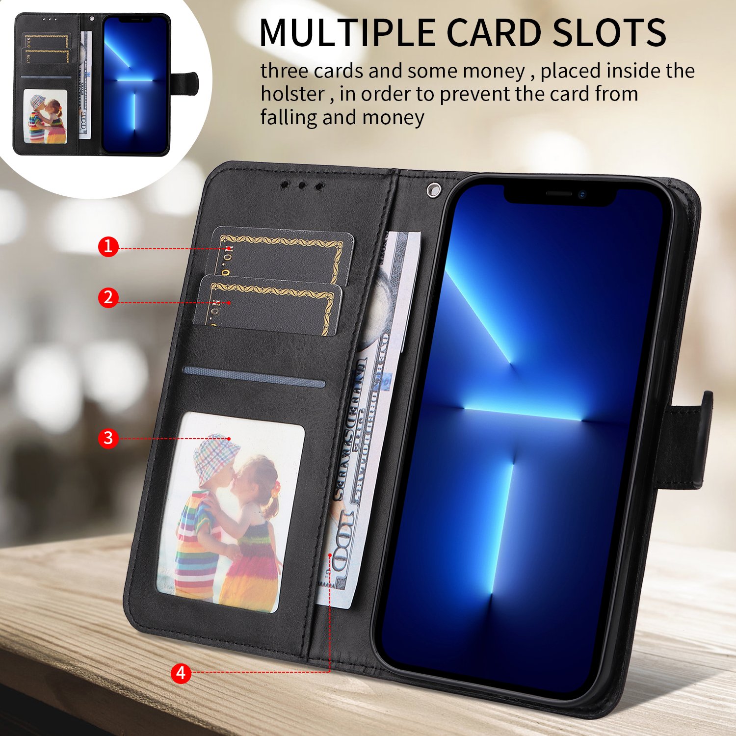 Preklopna wallet maskica za Xiaomi Redmi Note 15 - crna - Slika 7